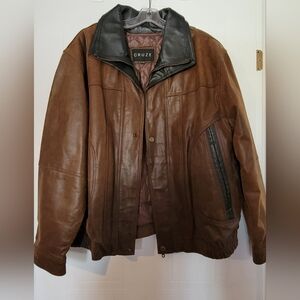 Leather bomber jacket